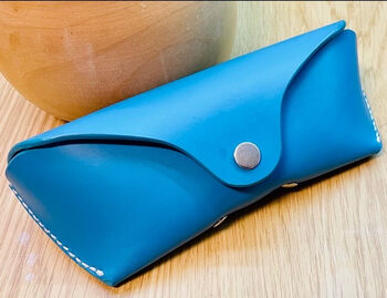 Personalised Sky Blue Leather Sunglasses Case, 3 of 11