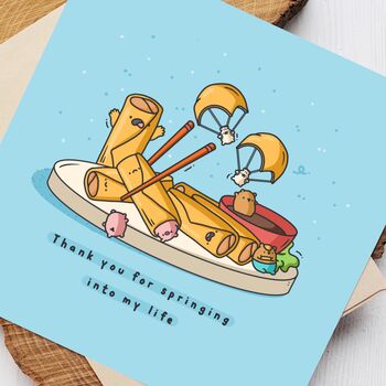 Cute Spring Rolls Greetings Card, 6 of 9