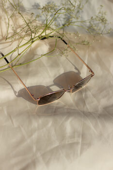 Brown Rectangle Wire Frame Sunglasses, 3 of 6