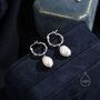 Dangling Baroque Pearl Braided Hoop Earrings, thumbnail 3 of 9