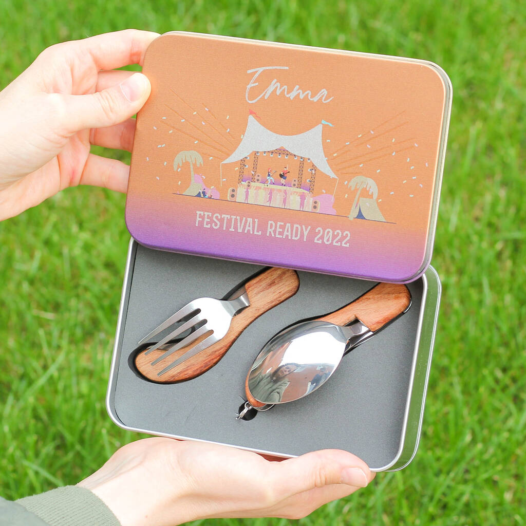 Personalised Music Festival Cutlery Tin Gift, 1 of 8