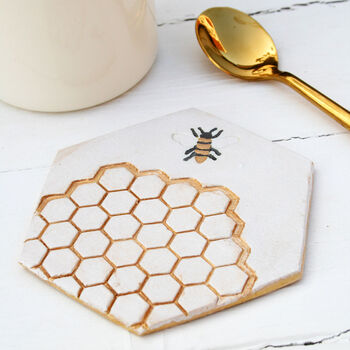 Hexagonal Ceramic Bee Coaster, 5 of 6