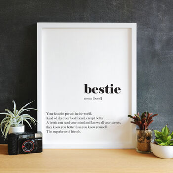 Framed Bestie Definition Typography Print, 2 of 4