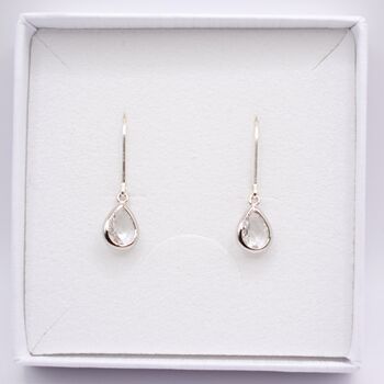 Clear Crystal Teardrop Leverback Earrings, 3 of 6