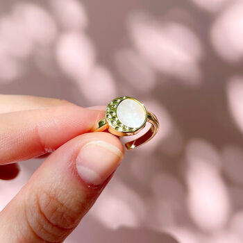 Mother Of Pearl And Crescent Moon Adjustable Ring, 3 of 5