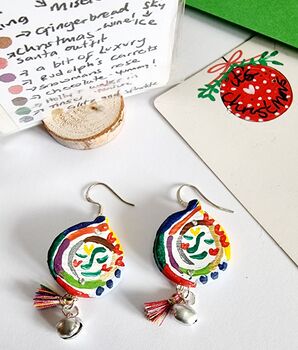 Colourful Festive Onion Painted Linear Face Earrings, 4 of 8
