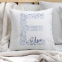 Personalised Floral Blue Initial Cushion Gift For Her, thumbnail 1 of 4