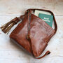 Leather Hobo Tote With Tassel, Tan, thumbnail 4 of 6