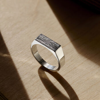 Rectangle Touch Wood Signet Ring, 2 of 5