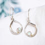 Molten Sterling Silver Moonstone Halo Drop Earrings, thumbnail 1 of 7