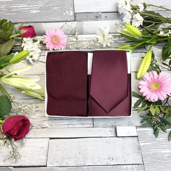 Burgundy Wedding Tie Set, 8 of 10