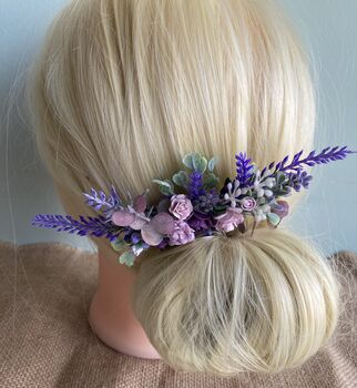 Purple And Lavender Flower Hair Comb, 3 of 6