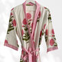 White And Pink Flower Print Cotton Dressing Gown Kimono, thumbnail 2 of 2