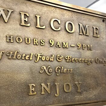 Personalised Solid Bronze Engraved Welcome Plaque, 6 of 7