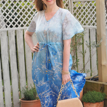 Liana Dress In Blue Ombre Botanical, 5 of 8