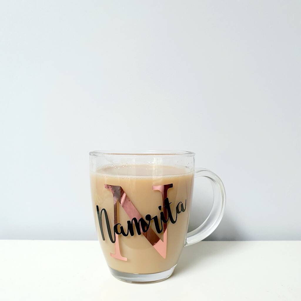 Custom Initial & Name Glass Mug – PRINT'N'GIFT UK