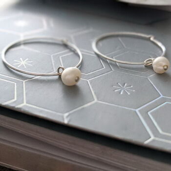 Freshwater Pearl Hoop Earrings, 4 of 7