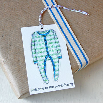 Personalised New Baby Blue Gift Tag, 6 of 9