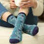 Women's Bamboo Socks Blue Blackbirds, thumbnail 1 of 4