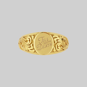 His And Hers Till Death Promise Signet Ring, 5 of 11