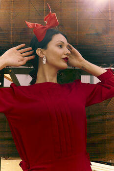 Sculptural Red Bow Fascinator 'Ava', 5 of 11