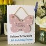 Personalised New Baby Girl Welcome World Keepsake Card, thumbnail 4 of 5