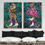 Giraffe Rollerskating In Tropical Flower Jungle Wall Art Print, thumbnail 3 of 6