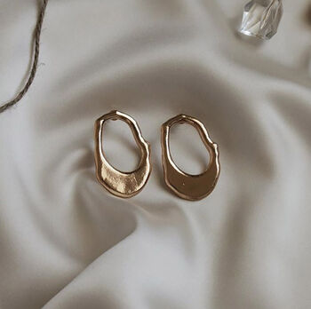 Gold Irregular Cutout Earrings, 4 of 5