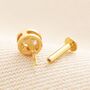 Sterling Silver Flush Set Crystal Piercing Earring In Gold, thumbnail 4 of 4