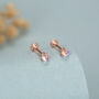 Sterling Silver Moonstone 16 G Flat Back Labret Earrings, thumbnail 5 of 10