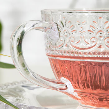 Livorno Embossed Glass Footed Mug, 5 of 5