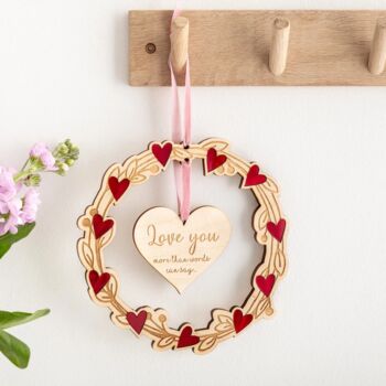 Wooden Personalised Love Heart Wreath, 2 of 4