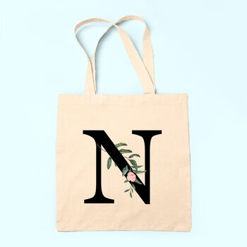 Monogrammed Floral Initial Tote Bag, 2 of 7