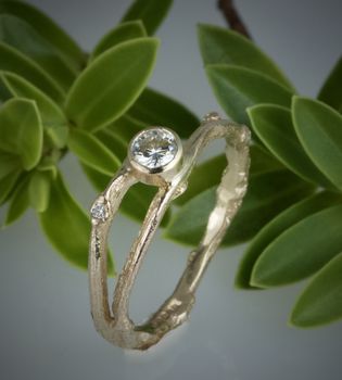 Moissanite And Gold Twig Engagement Ring, 7 of 12
