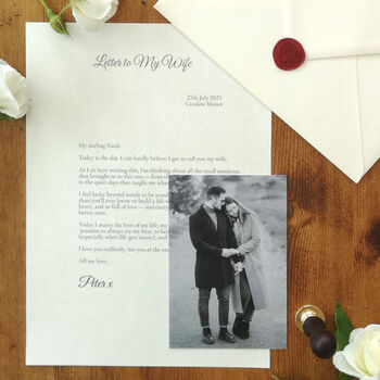 A Letter To My Wife On Our Wedding Day Personalised Keepsake, 4 of 12