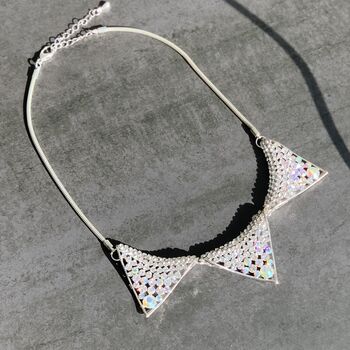 Rainbow Crystal Triangle Necklace, 2 of 4