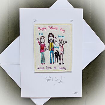 Personalised Mothers Day Card, Embroidered, 3 of 5