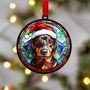 Dachshund Dapple In Santa Hat Suncatcher Decoration, thumbnail 6 of 6