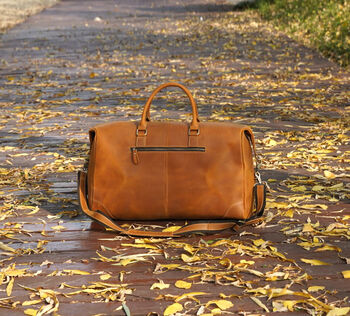 Stitched Detail Genuine Leather Holdall Vintage Look, 3 of 12