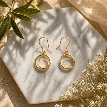 Tapered Round Eclipse Sterling Silver Drop Earrings, 5 of 7