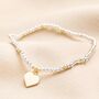 Gold And Silver Beaded Heart Charm Bracelet, thumbnail 1 of 3