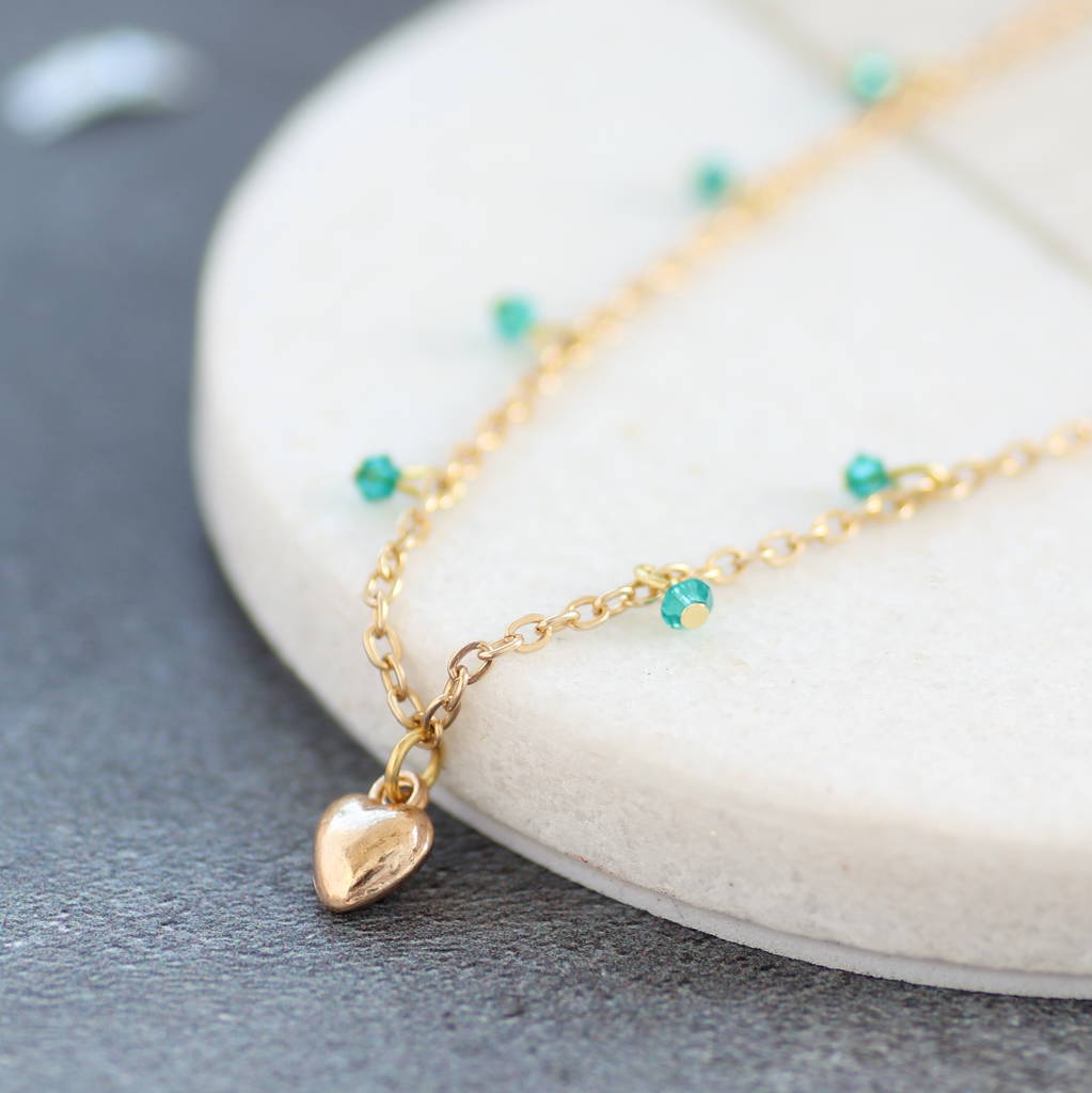 Gold Plated Heart Birthstone Charm Necklace By Joy by Corrine Smith ...