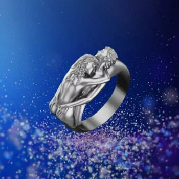 Gold Silver Plated Adam And Eve Love Hug Kiss Ring, 4 of 4