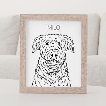 Custom Airedale Terrier Outline Portrait Print In Frame, 5 of 9