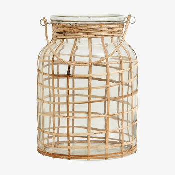 Large Bamboo And Glass Hanging Candle Lantern, 7 of 7