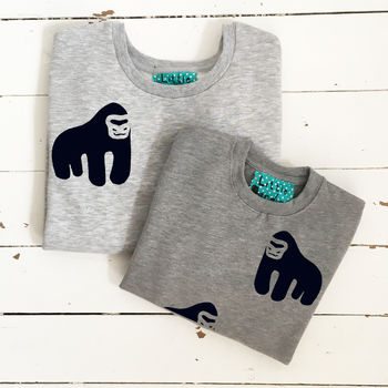 Gorilla Dad Child/Baby Grey Marl Sweatshirts Set, 2 of 2