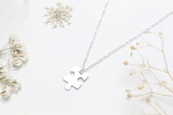 Dainty Puzzle Piece Sterling Silver Necklace Jigsaw Jewellery, 5 of 6