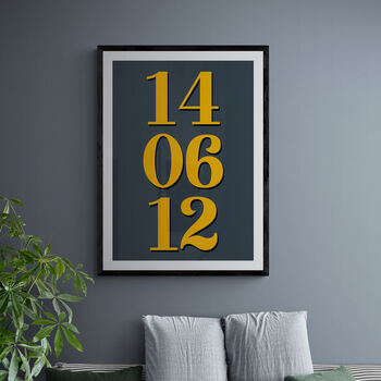 Personalised Special Date Grey And Yellow Wall Art, 6 of 7