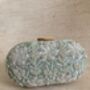 Mint Green Raw Silk Oval Pearl Clutch Bag, thumbnail 1 of 8