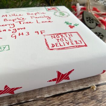 North Pole Special Delivery Name And Address Personalised Wrapping Paper, 5 of 10